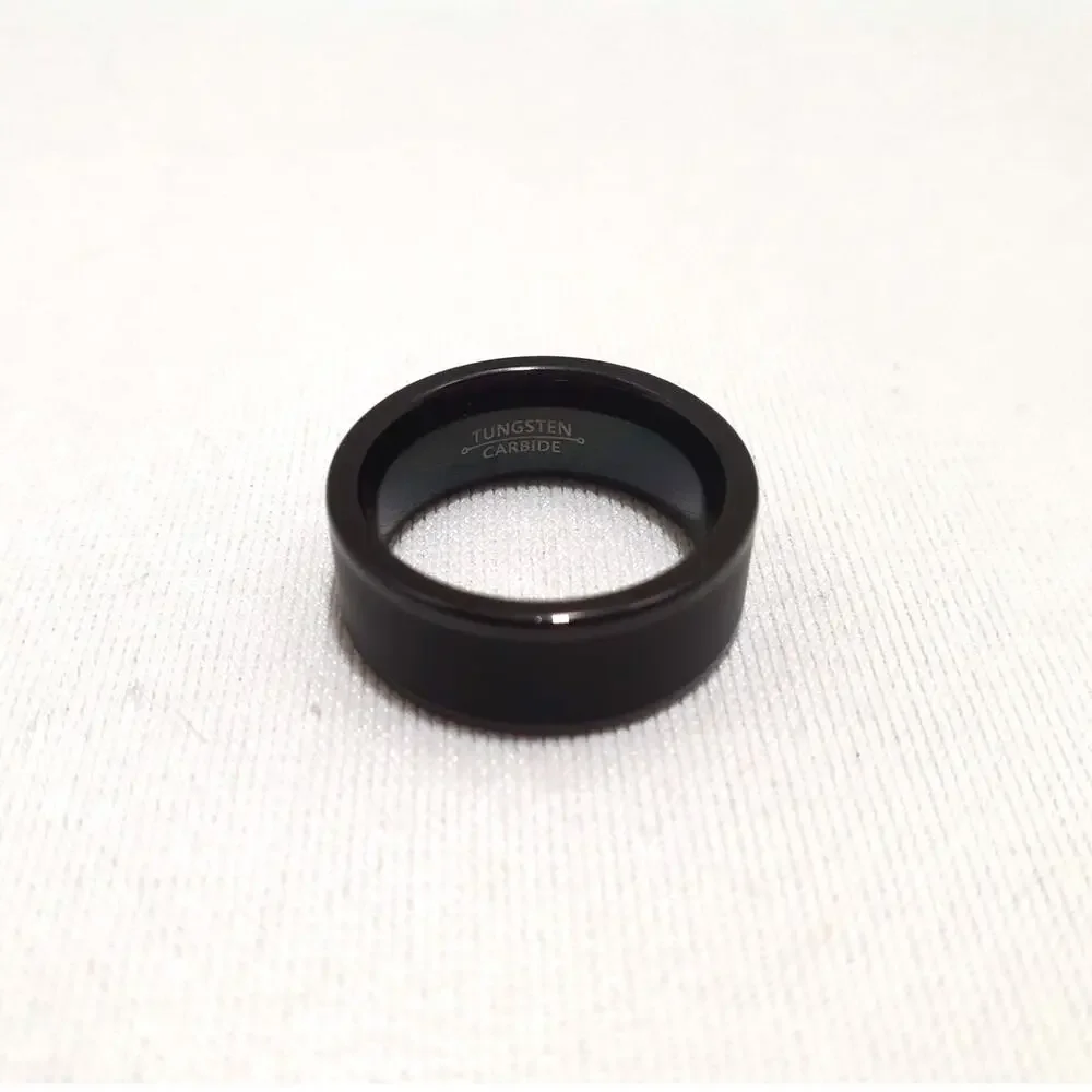 Tungsten Carbide Ring Black Brushed and Polished Finish Size 7.5